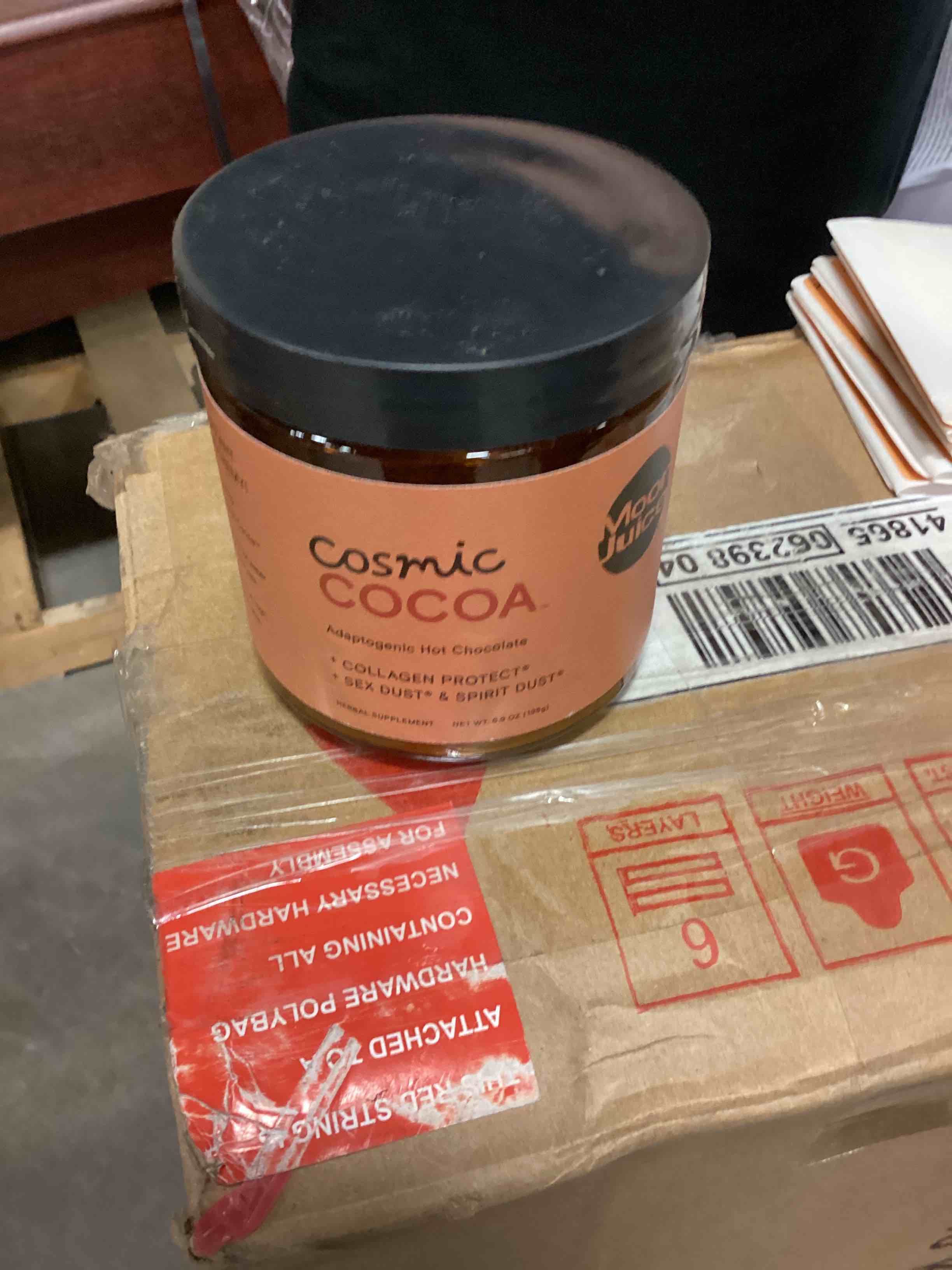 assorted items include magnesi-om and cosmic cocoa