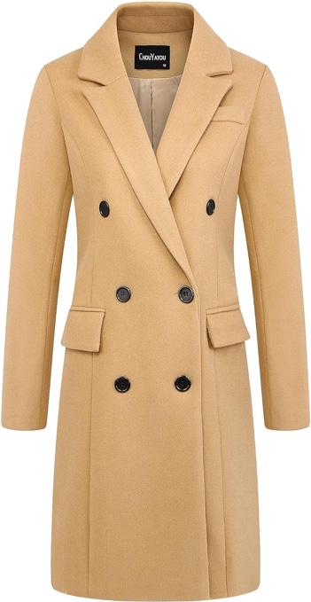 Women's Double Breasted Trench Coat - Slim Fit Long Duster Overcoat | Casual & Formal Full Length Coat
