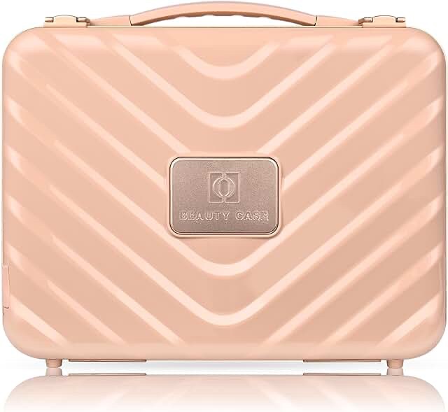 Kaloary Travel Makeup Train Case With Lighted Mirror 3 Color Settings. Pink