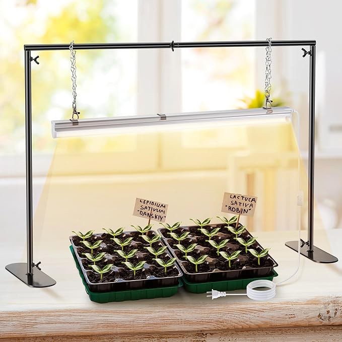 Saillong Seedling Grow Light with Stand for Indoor Plants, 18W Full Spectrum LED Grow Lamp with Metal Stand, Height Adjustable Seedling Grow Light for Seed Starting, Germination, Hydroponic (1 Pack)