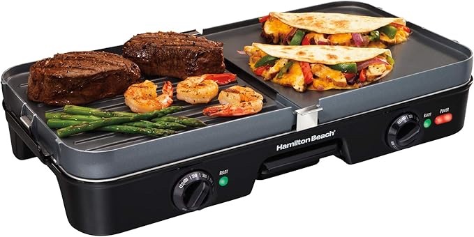 hamilton beach - 3-in-1 grill/griddle - black