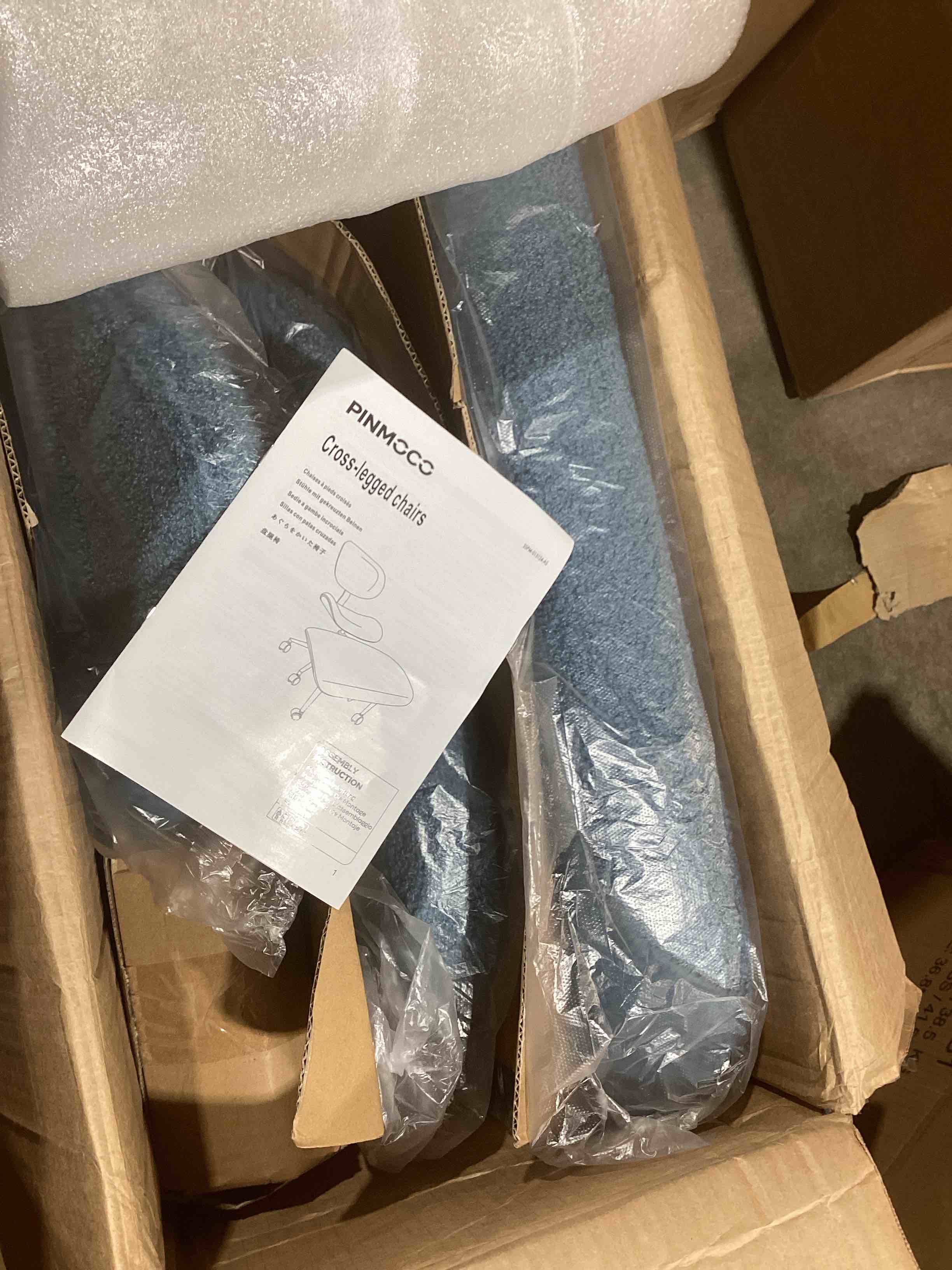 Condition photo showing New/Like New for Cross Legged Office Chair with Wheels for ADHD, Ergonomic 360° Swivel Height-Adjustable Meditation Chair for Yoga, Wide Kneeling Chair with Strong Lumbar Support, Teddy Fabric, Blue