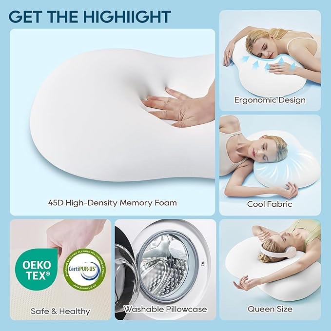 Condition photo showing New/Like New for AIRSKY Soft Memory Foam Pillows,Side Sleeper Pillow, Cooling Neck Pillow for Sleeping, CertiPUR-US Certified, Odorless, Deep Sleep Pillow, Dreamers Relief,Low-Profile Edition,M1 (White)