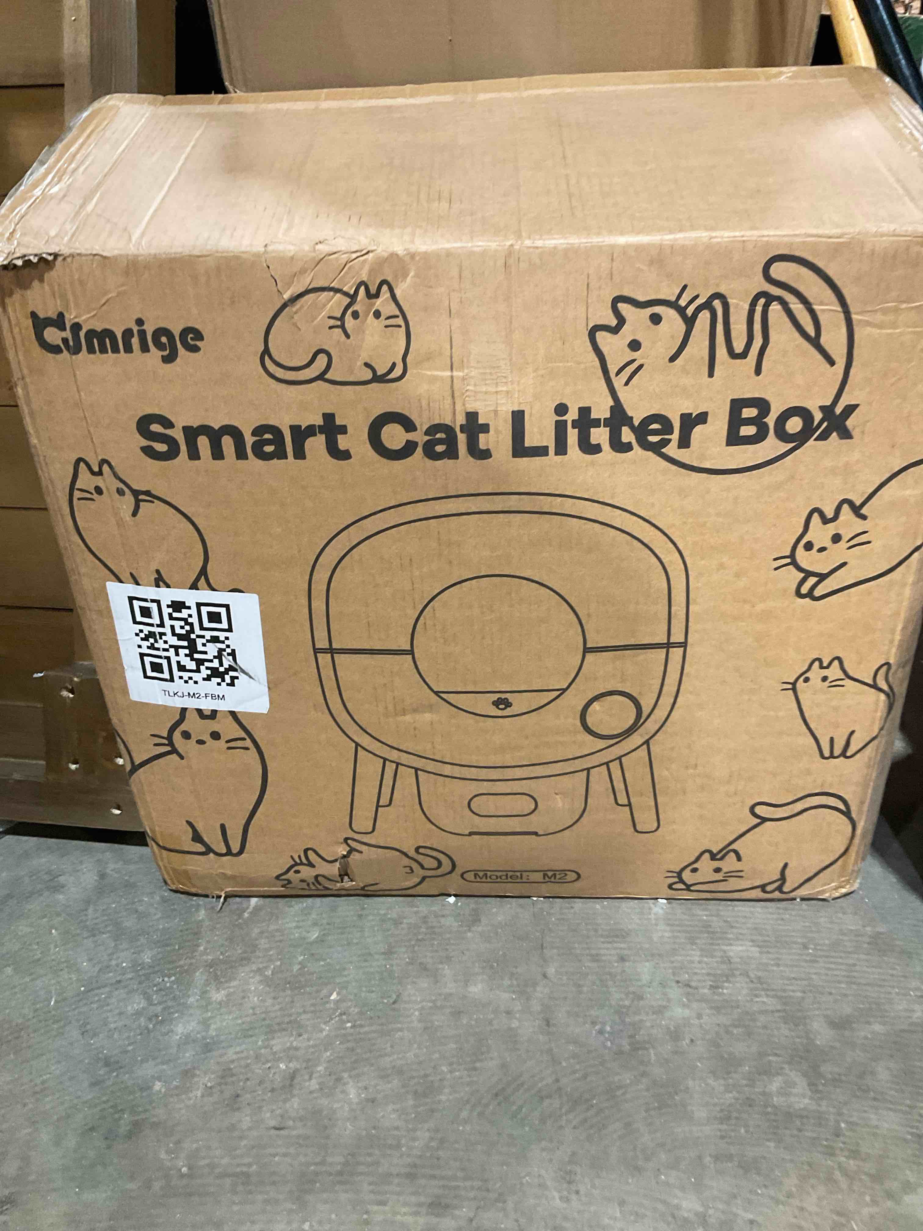 Condition photo showing As Is for Cumrige Self Cleaning Litter Box, 95 L Automatic Cat Litter Box Self Cleaning for Multiple Cats, with Safety Protection, App Control,2 Roll Garbage Bags,White