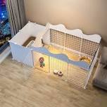BNOSDM Dog Pet Playpen, Puppy Fence Portable Metal Wire Yard with Toilet Training Area and Door Small Animal Exercise Pen Kennel for Small-Sized Dog, Cat, Rabbit