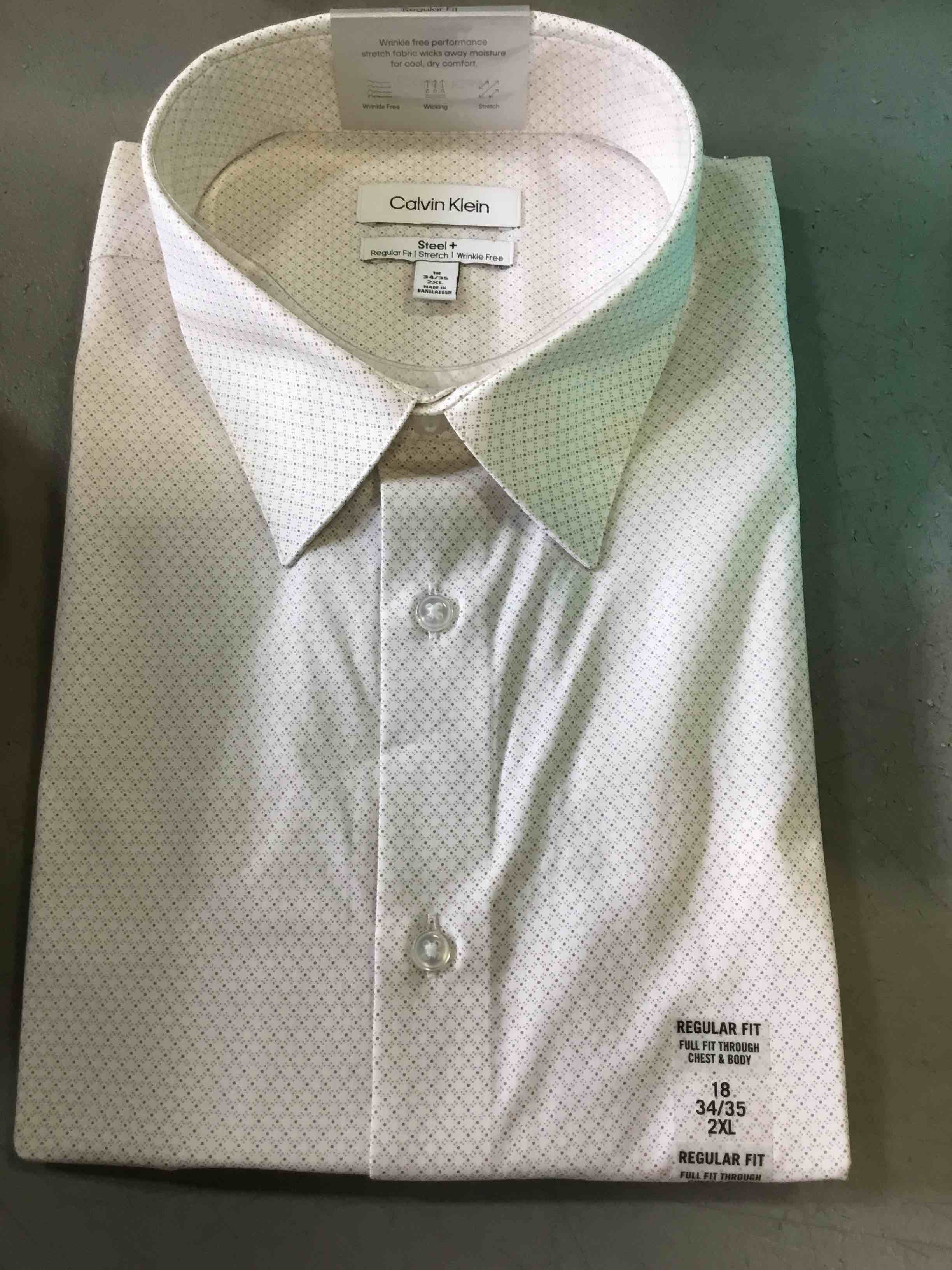 size 2XL Calvin Klein Men's Steel Regular Fit Stretch Wrinkle Free Dress Shirt