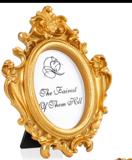 Maitys 1Pcs Vintage Picture Frames Tiny Picture Frames Antique Photo Frame Mini Vintage Frame Baroque Ornate Resin Oval Frame Table Top Display Frame Home Wedding Decor (Gold)