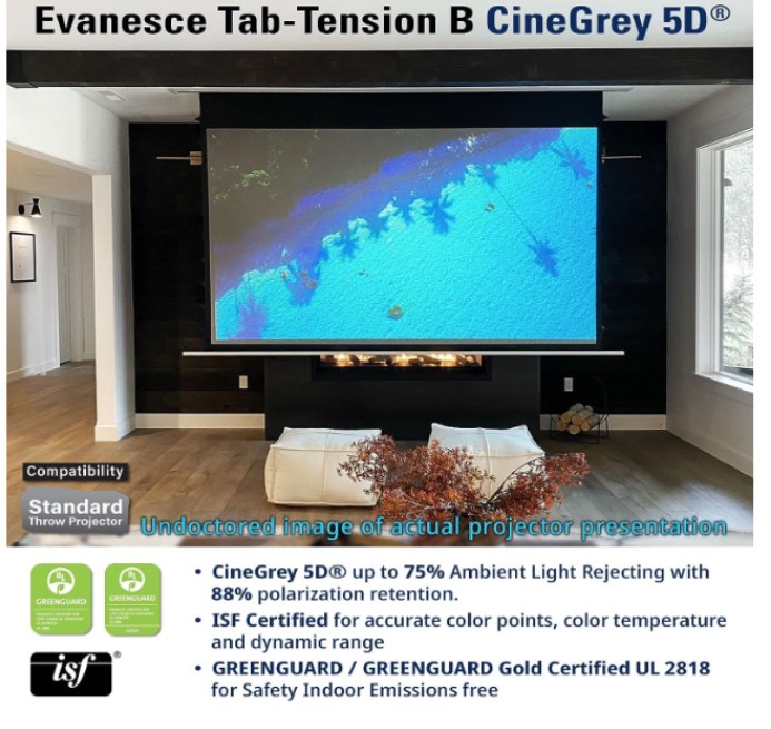 Elite Screens Evanesce Tab-Tension B CineGrey 5D, 106-inch 16:9, in Ceiling Concealed Electric Motorized Drop Down Projector Screen w Ambient Light
