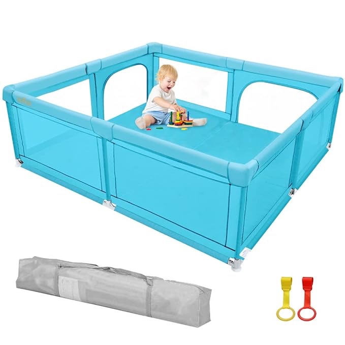 Baby Playpen, OUNUO Extra Large Baby Playpen 79x71", Indoor & Outdoor Play Center Yard for Babies and Toddlers, Baby Playard with Anti-Slip Suckers and Super Soft Breathable Mesh