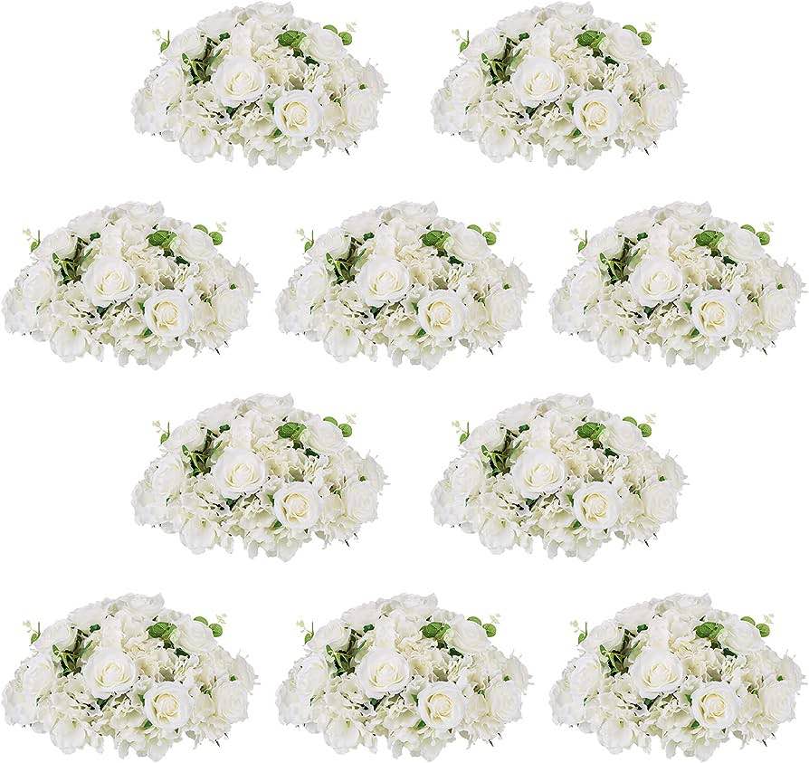 artificial white flower ball arrangement bouquet 10 ct