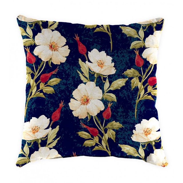 Plow & Hearth 22" Sq. Weather-Resistant Outdoor Large Square Classic Throw Pillow Rose Garden
