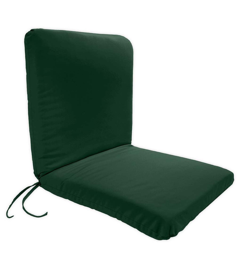 Polyester Classic Chair Cushion With Ties, Seat 19" x 17" x 2½"; Back 19" x 19" x 2½" - Forest Green