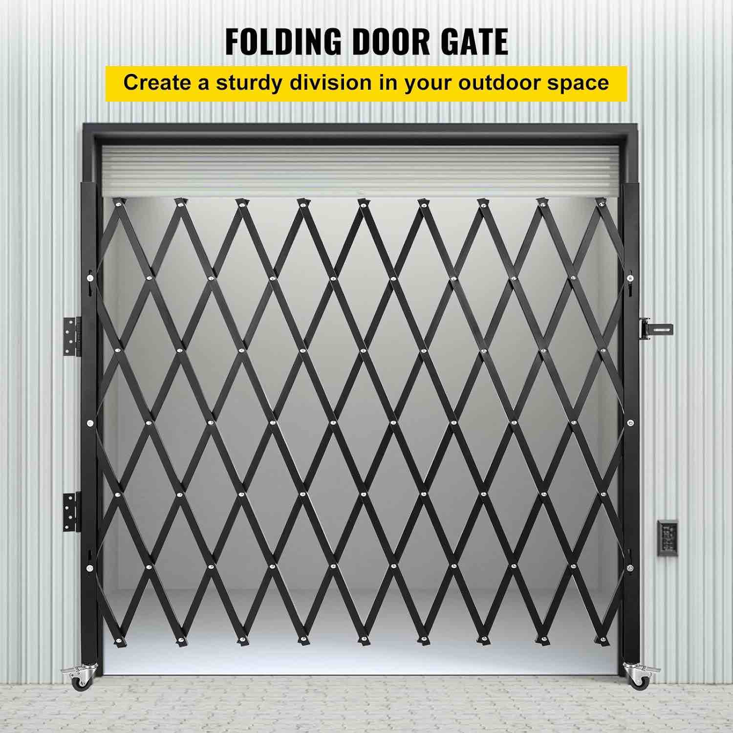 VEVOR Single Folding Security Gate, Folding Door Gate, Steel Accordion Security Gate, Flexible Expanding Security Gate, 360° Rolling Barricade Gate, Scissor Gate/Door with Padlock
