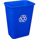 AmazonCommercial 10 Gallon Commercial Office Wastebasket, Blue, w/ Recycle Logo, 1-pack