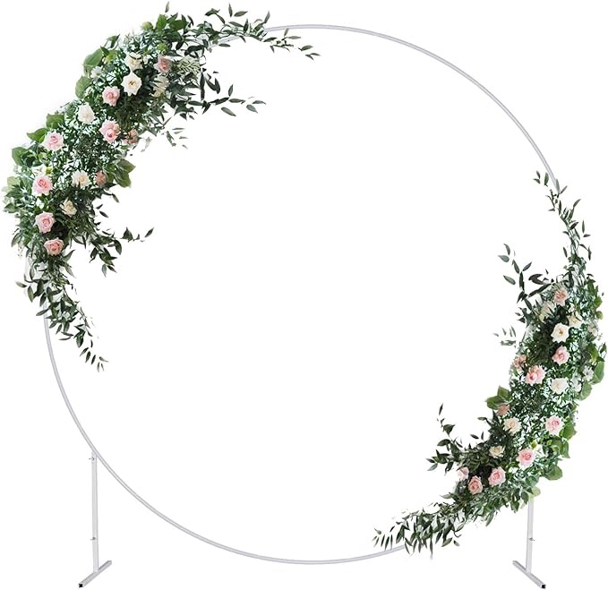 Stand Circle Balloon Arch Stand, Metal Wedding Flower Ring Arch Stand Wedding Arches for Ceremony, Birthday Party, Baby Shower, Graduation Backdrop Decoration, White