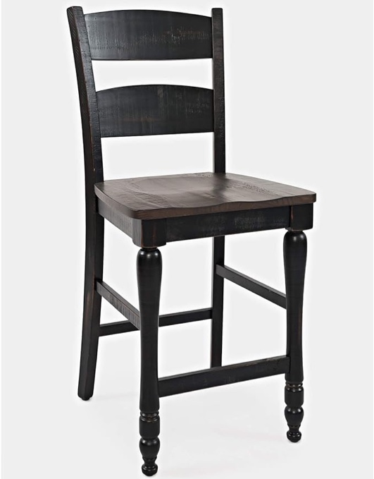 Jofran Inc. Madison County Farmhouse Reclaimed Pine Counter Barstool, Vintage Black
