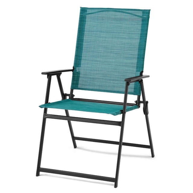 Greyson Square Set of 2 Outdoor Patio Steel Sling Folding Chairs