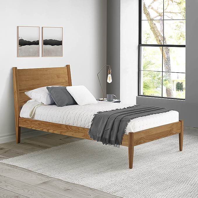 mid century panel twin size platform bed (incomplete box 1 of 2)