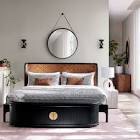 rattan queen bed black