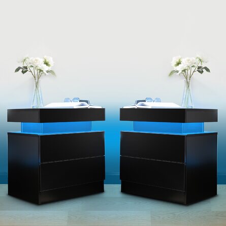 LED Nightstand with Drawers