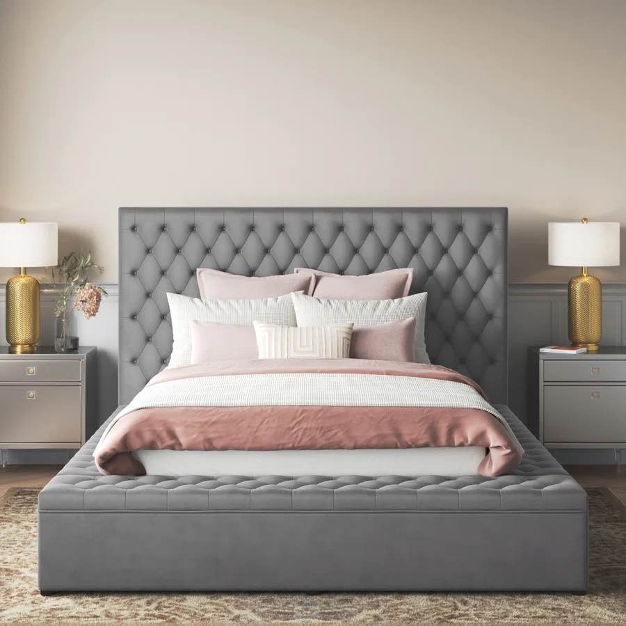 Moana Tufted Upholstered Low Profile Storage Platform Bed By Willa Arlo Interiors (INCOMPLETE SET, BOX 1 of 3 ONLY)