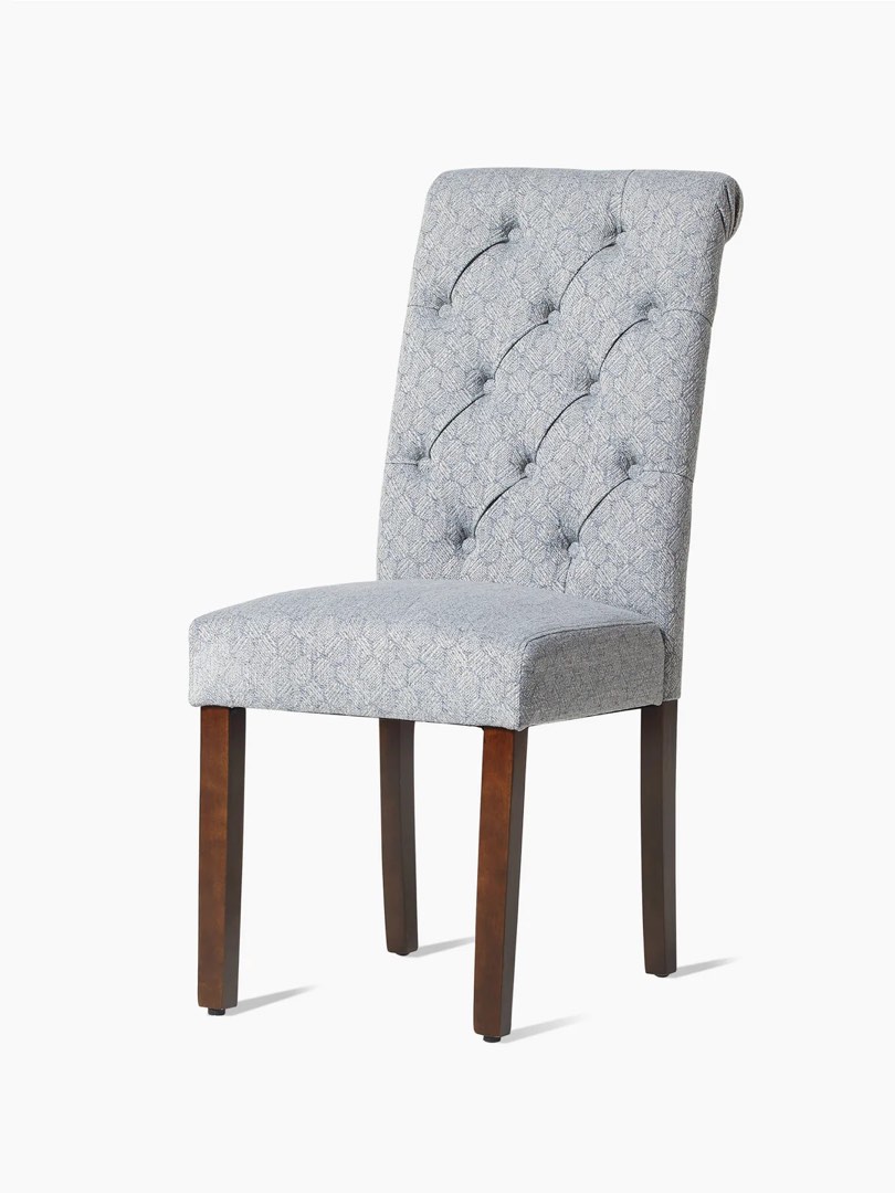 Tufted Fabric Dining Chair With Rolled Back(Color differs from stock) 2 PCs
