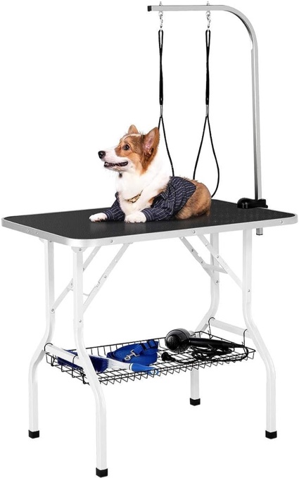 Yaheetech 36'' Dog Grooming Table, Pet Foldable Grooming Table w/Double Loops/Mesh Tray/ Adjustable Arm, Black(Incomplete)