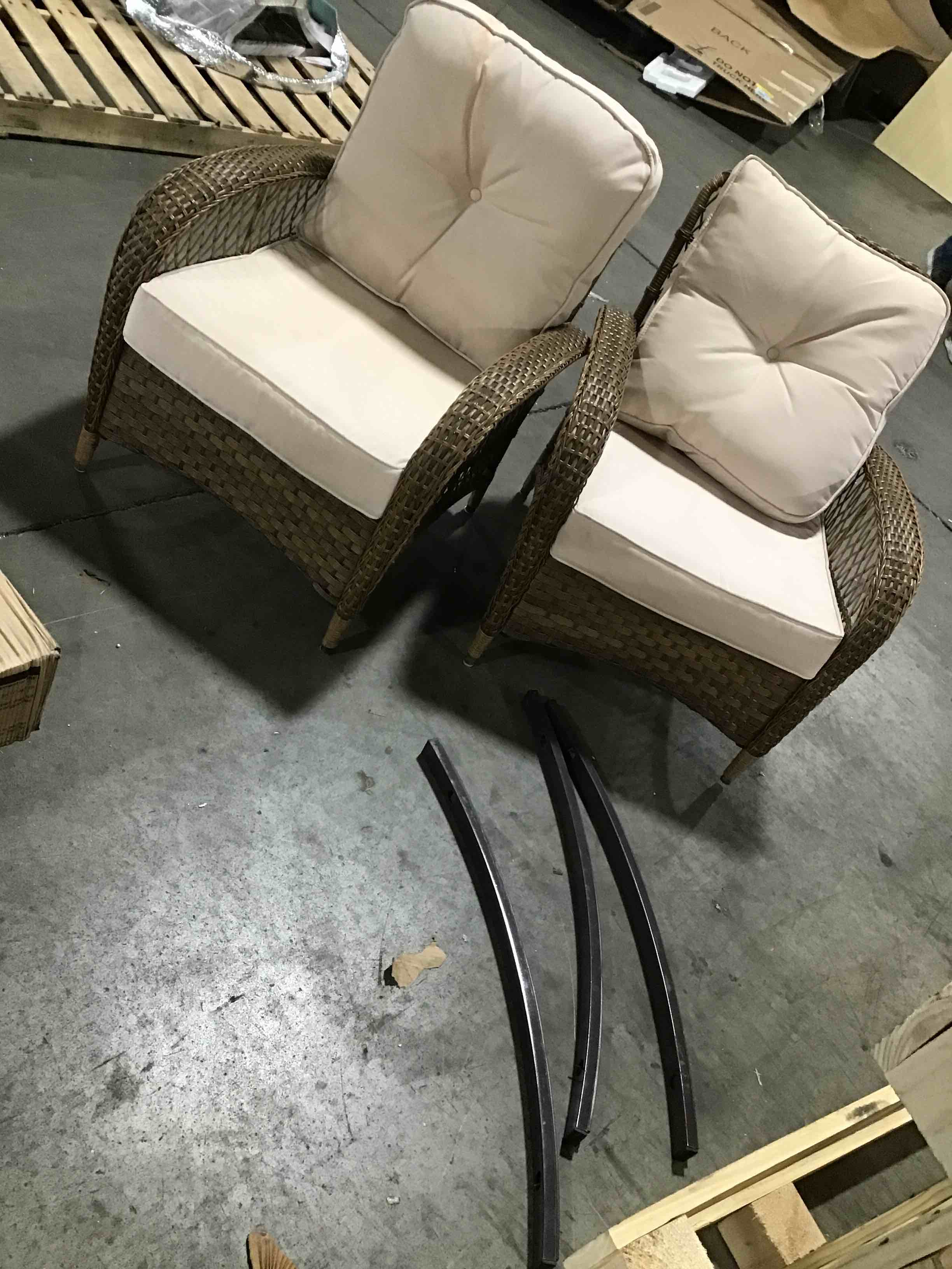 Wicker Rocking Chairs (Set of 2) (Missing 1Rocker Piece, incomplete)