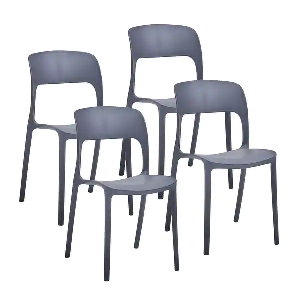 Porthos Home Brody Stackable Plastic Dining Chairs (Set of 4) - Grey