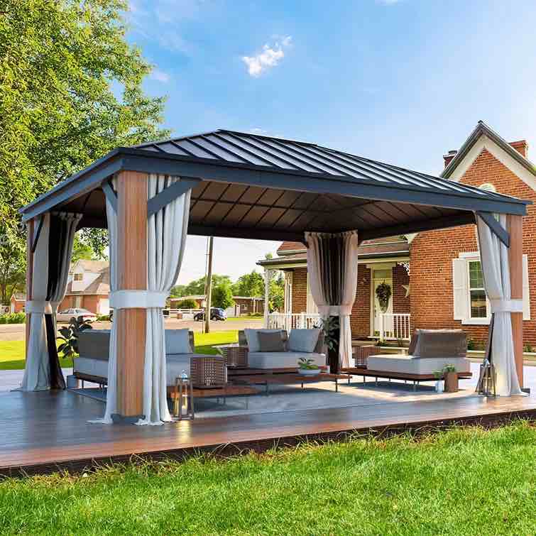 16 Ft. W x 12 Ft. D Aluminum Patio Gazebo (Incomplete Box 4/5)