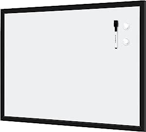 Amazon Basics Magnetic Dry Erase White Board, 35 x 23-Inch Whiteboard - Black Wooden Frame