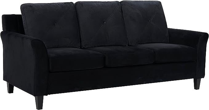 Naomi Home Raelynn Button Tufted Sofa Affordable Black Modern Sofa (Incomplete Box 1)