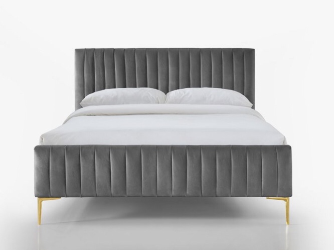 Omax Decor Julia Wood and Fabric Upholstered Queen Platform Bed in Charcoal(Incomplete Box 3/3)