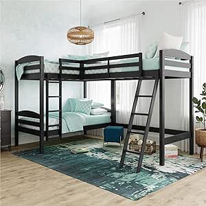DHP Dorel Living Clearwater Triple Wood Bunk, Twin Size, Black Bed(Incomplete Box 2/2)