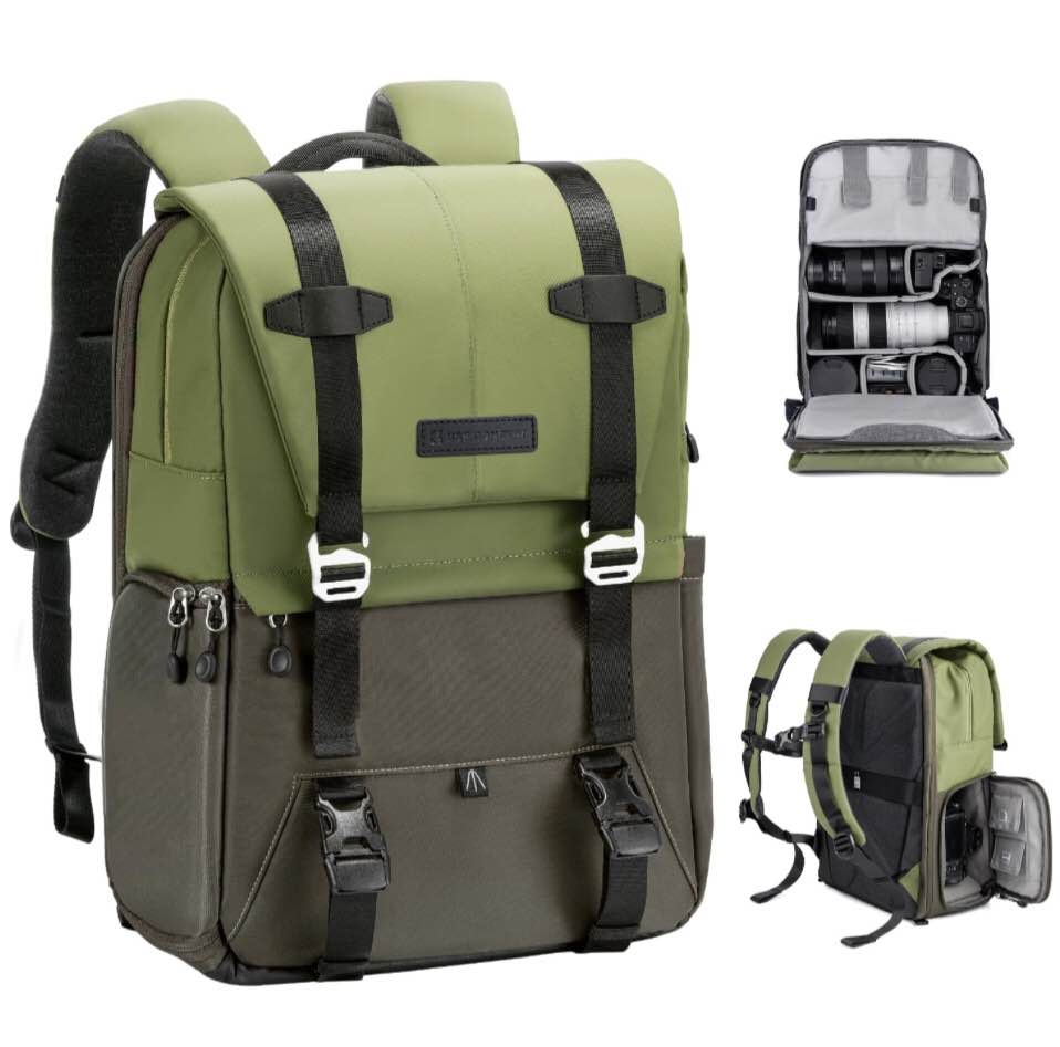 K&F Concept Camera Backpack, Camera Bags for Photographers Large Capacity Camera Case with Raincover,15-15.6 Inch Laptop Compartment Compatible for Canon/Nikon/Sony/DJI Mavic Drone(Backpack 20L)