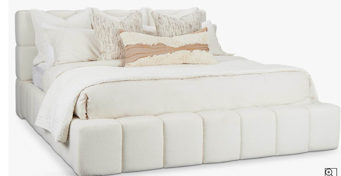 beige tufted bed frame, incomplete, box 2 only 