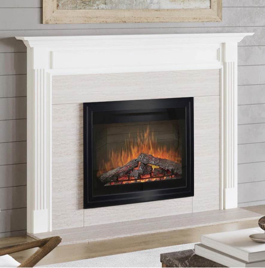 MANTELSDIRECT White 52 Inch x 41 Inch Wood Fireplace Mantel Surround Kit with Shelf and Trim | Klamath from Mantels Direct - Poplar Wooden Chimney Mantel Surround with Shelf (Incomplete) 