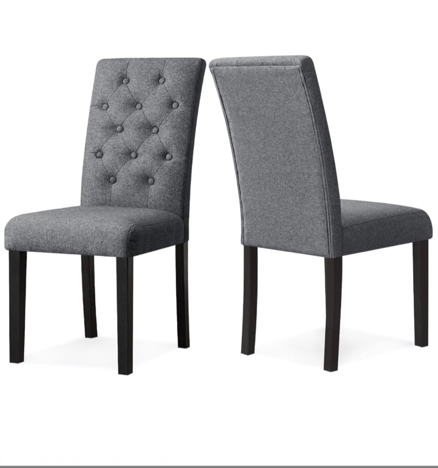 subrtex Line Fabric Dining ding Room Chairs Set of 2, Gray