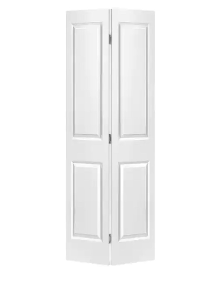 36 in. x 80 in. 2 Panel Square Top Hollow-Core Primed White Composite Bi-fold Door