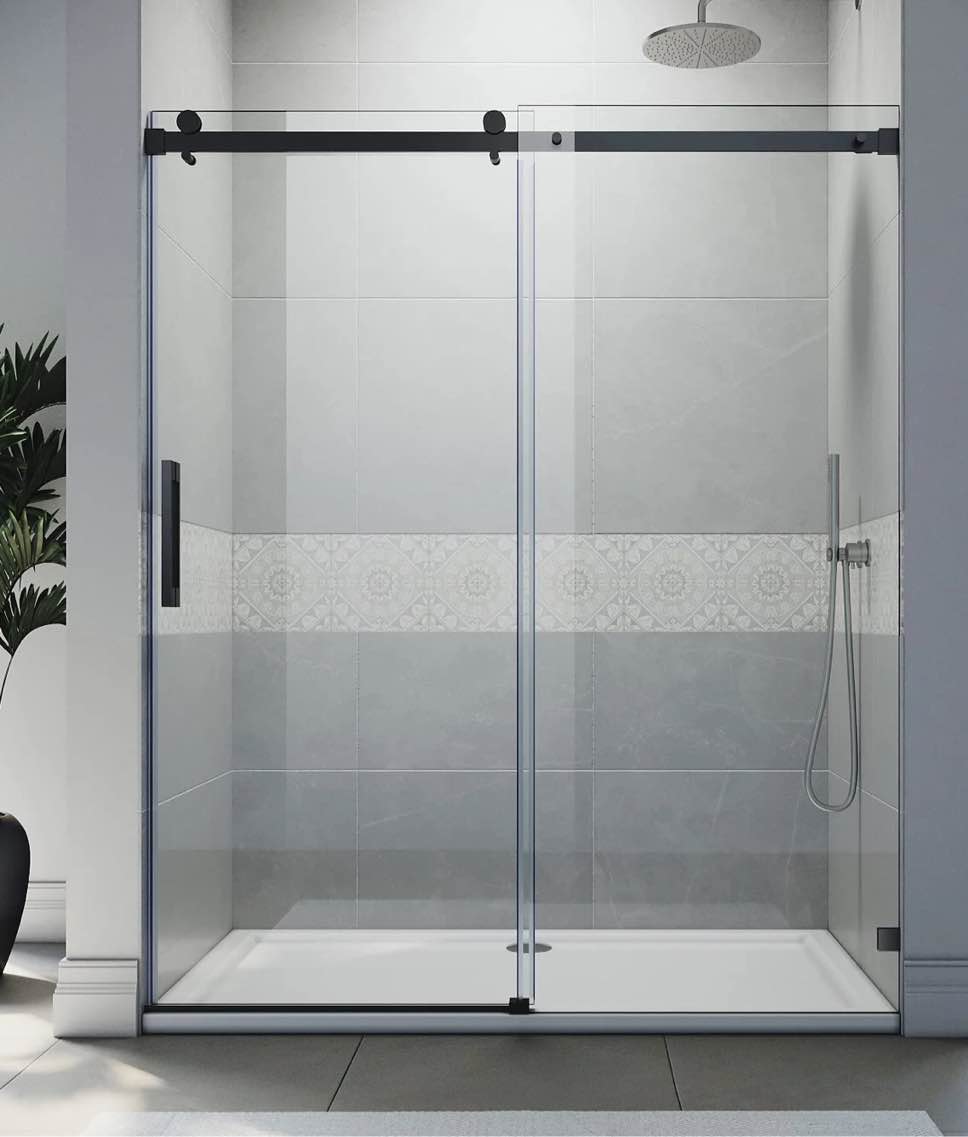 SUNNY SHOWER 60 in. W x 72 in. H Frameless Sliding Shower Doors