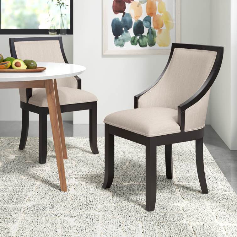 Antonay Upholstered Birch Wood Dining Chairs Set of 2 - Beige