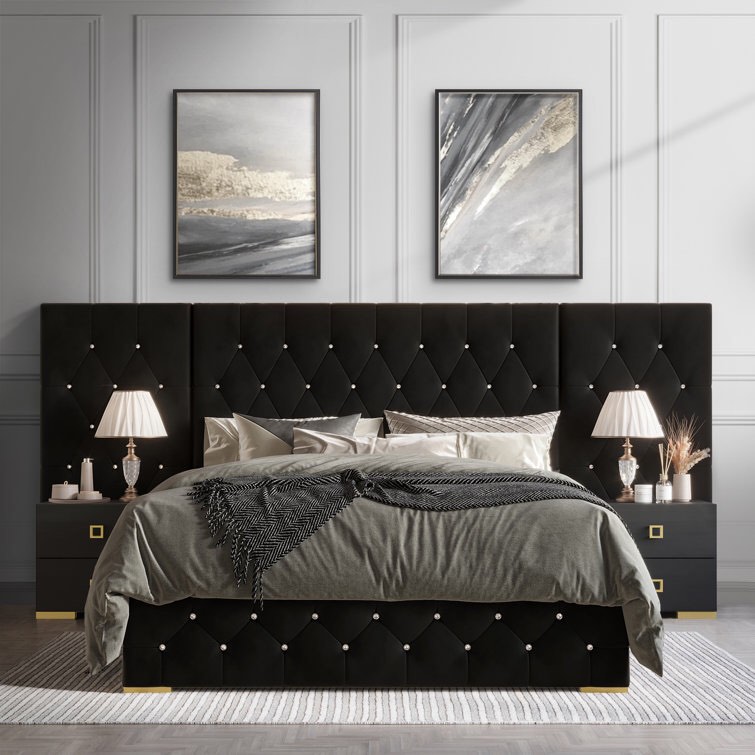 Black Titian Upholstered Wall Panel Bed (Box 2/2)