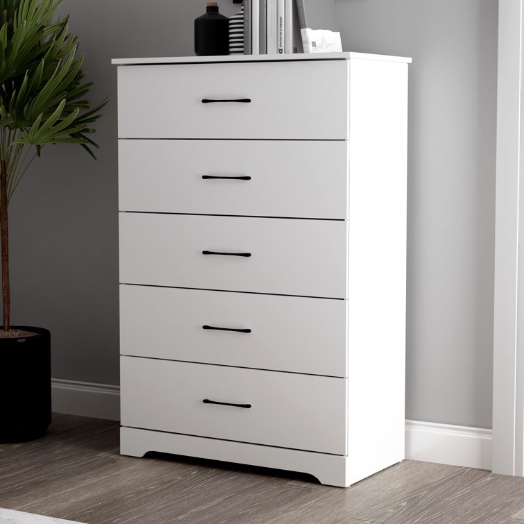 White Bertka 31.5” Wide 5 Drawer Dresser