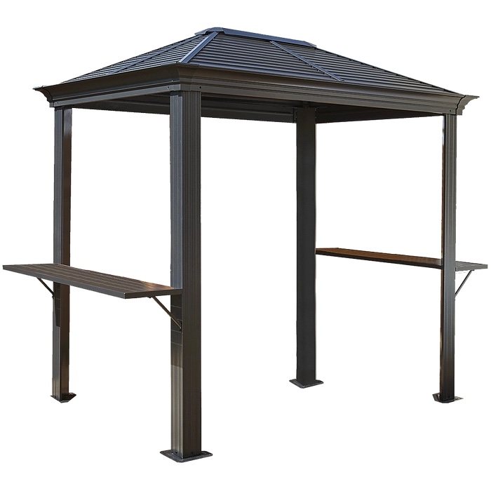 BBQ Mykonos Hardtop Grill Gazebo, 5 ft. x 8 ft. Light Gray( incomplete box 1/2)