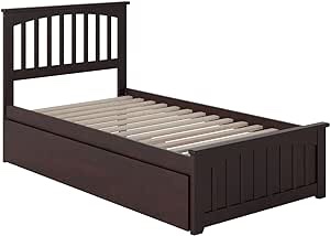 AFI Mission Twin Extra Long Bed with Matching Footboard and Twin Extra Long Trundle in Espresso( incomplete box 1)