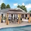 12 ft. x 20 ft. Hardtop Gazebo Double Roof Aluminum Frame with Privacy Curtain and Mosquito Net( incomplete box 7/7)