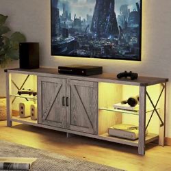 TV Stand Unit Cabinet LED Shelves Media Console Entertainment Center for 75" TV