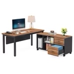 Tribesigns L-Shaped Desk, Executive Computer Desk with Storage Cabinet