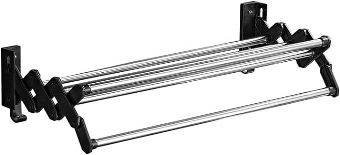 DALISITO Towel Rack for Bathroom Wall Mounted,Towel Hanger Freely Retractable 24 Inch Towel Shelf Stainless Steel Retractable 5 Towel Bars for Kitchen Laundry Room Bathroom