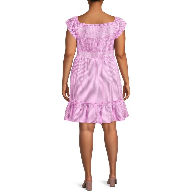 Salon Studio Womens Smocked Dress, Pink, 2X